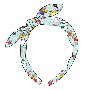 Snowman & Friends Hand Tied Knotted Bow Headband