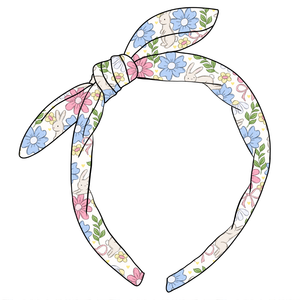 (Pre-Order) Bunny Floral Hand Tied Knotted Bow Headband