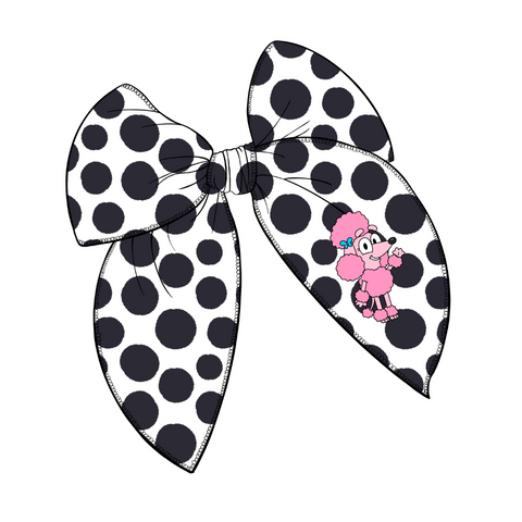 Patch Like Pink Pup Polka Dot Large Serged Edge Pre-Tied Fabric Bow