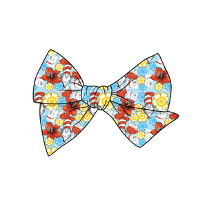 Seuss Floral  5" Pre-Tied Fabric Bow