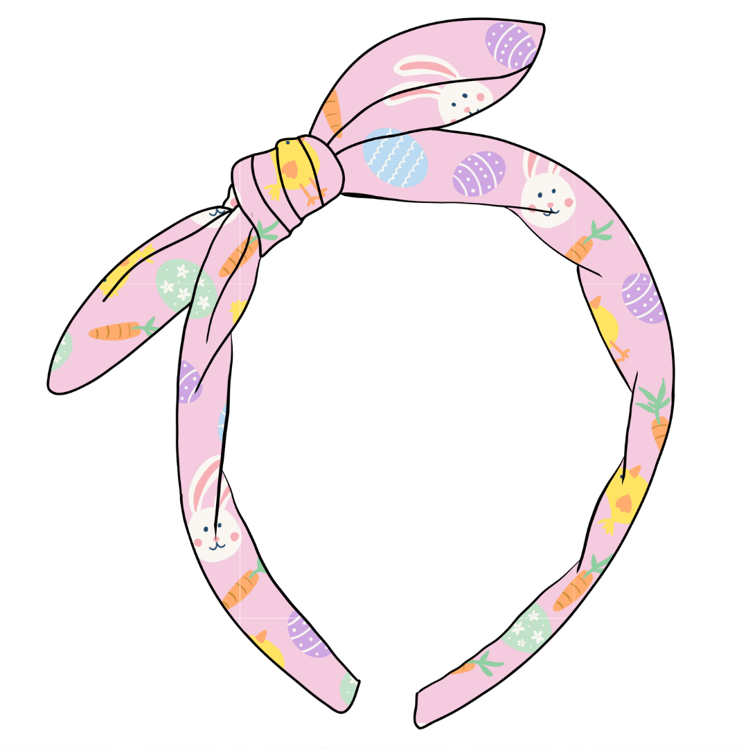 (Pre-Order) Easter Fun Hand Tied Knotted Bow Headband