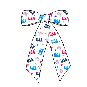 USA Long Tail Fabric Bow