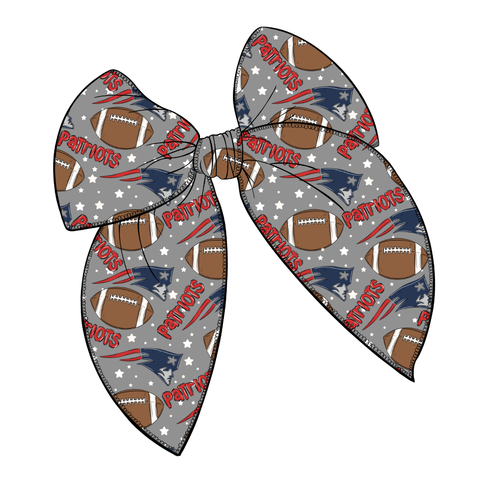 Patriots Large Serged Edge Pre-Tied Fabric Bow