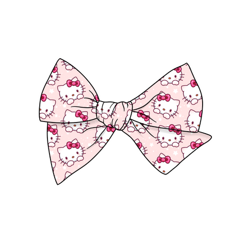 Hello Cute Kitty 5" Pre-Tied Fabric Bow