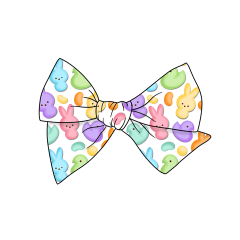 (Pre-Order) Peeps and Jelly Beans 5" Pre-Tied Fabric Bow