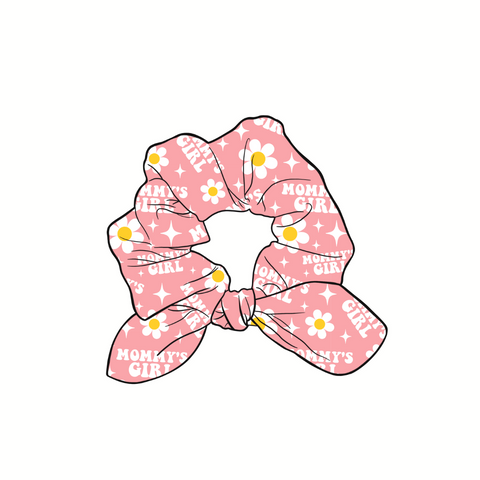 Mommy's Girl Hand Tied  Knotted Bow Scrunchie