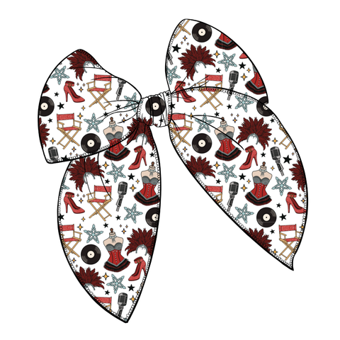 Popstar Showgirl Large Serged Edge Pre-Tied Fabric Bow