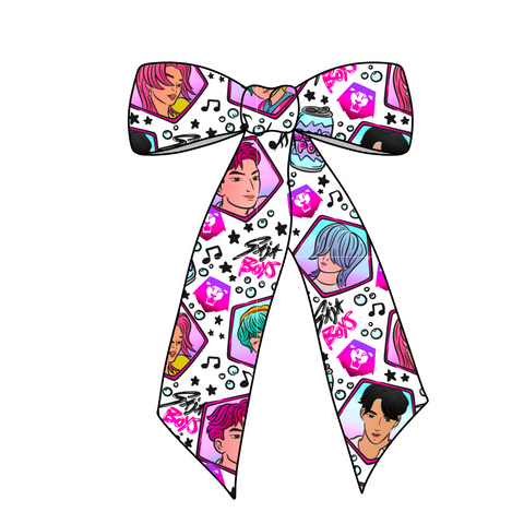 BOYS KPOP Long Tail Fabric Bow