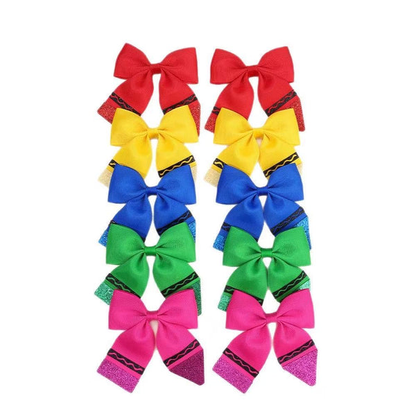 Perfect Crayon Piggy Ribbon Bows (Set of 2)