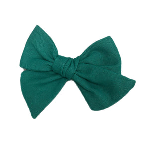 Emerald Green Linen 5" Pre-Tied Fabric Bow