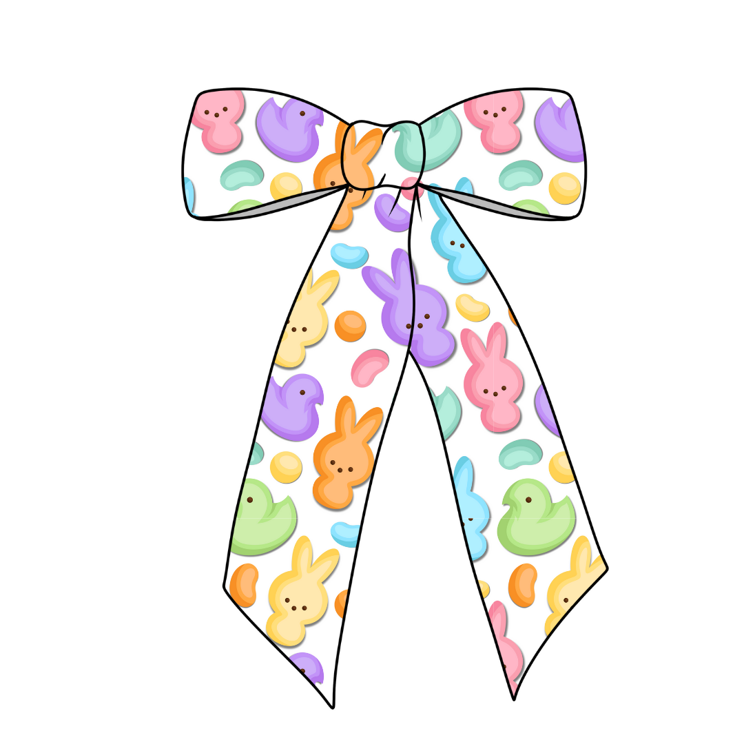 (Pre-Order) Peeps and Jelly Beans Long Tail Fabric Bow