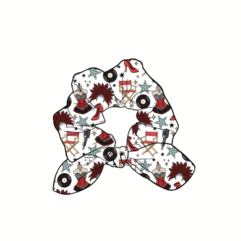 Popstar Showgirl Hand Tied  Knotted Bow Scrunchie