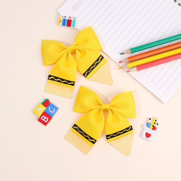 Perfect Crayon Piggy Ribbon Bows (Set of 2)