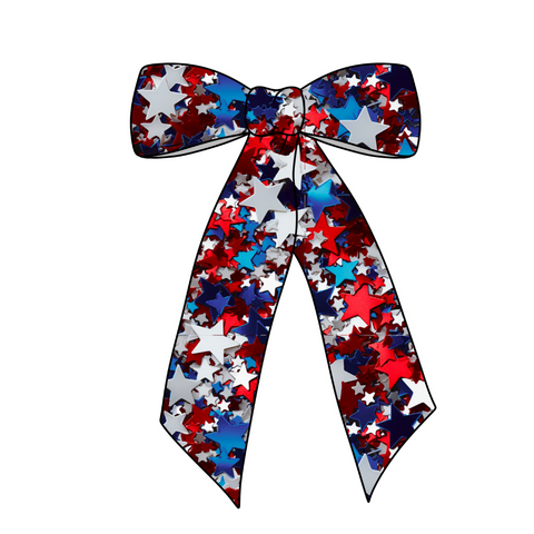 Realistic Stars Long Tail Fabric Bow