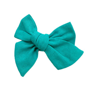Turquouise Linen 5" Pre-Tied Fabric Bow