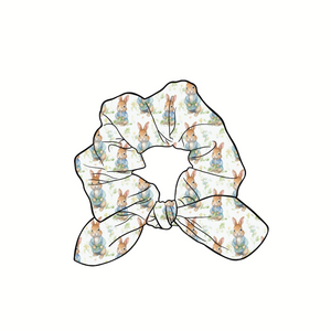 Peter Rabbit Hand Tied  Knotted Bow Scrunchie