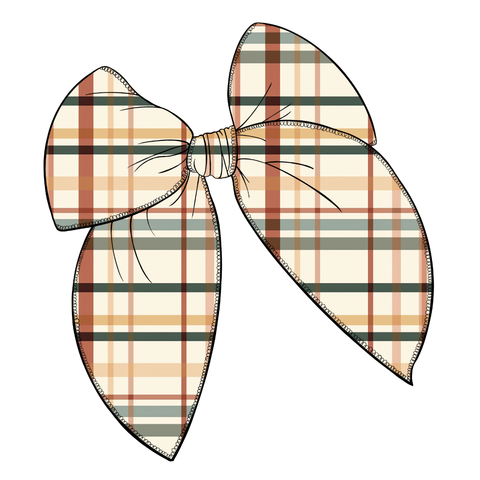 Falling in Love with Plaid Large Serged Edge Pre-Tied Fabric Bow