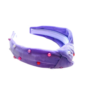 (Pre-Order) Purple Velvet Pearl Knotted Headband