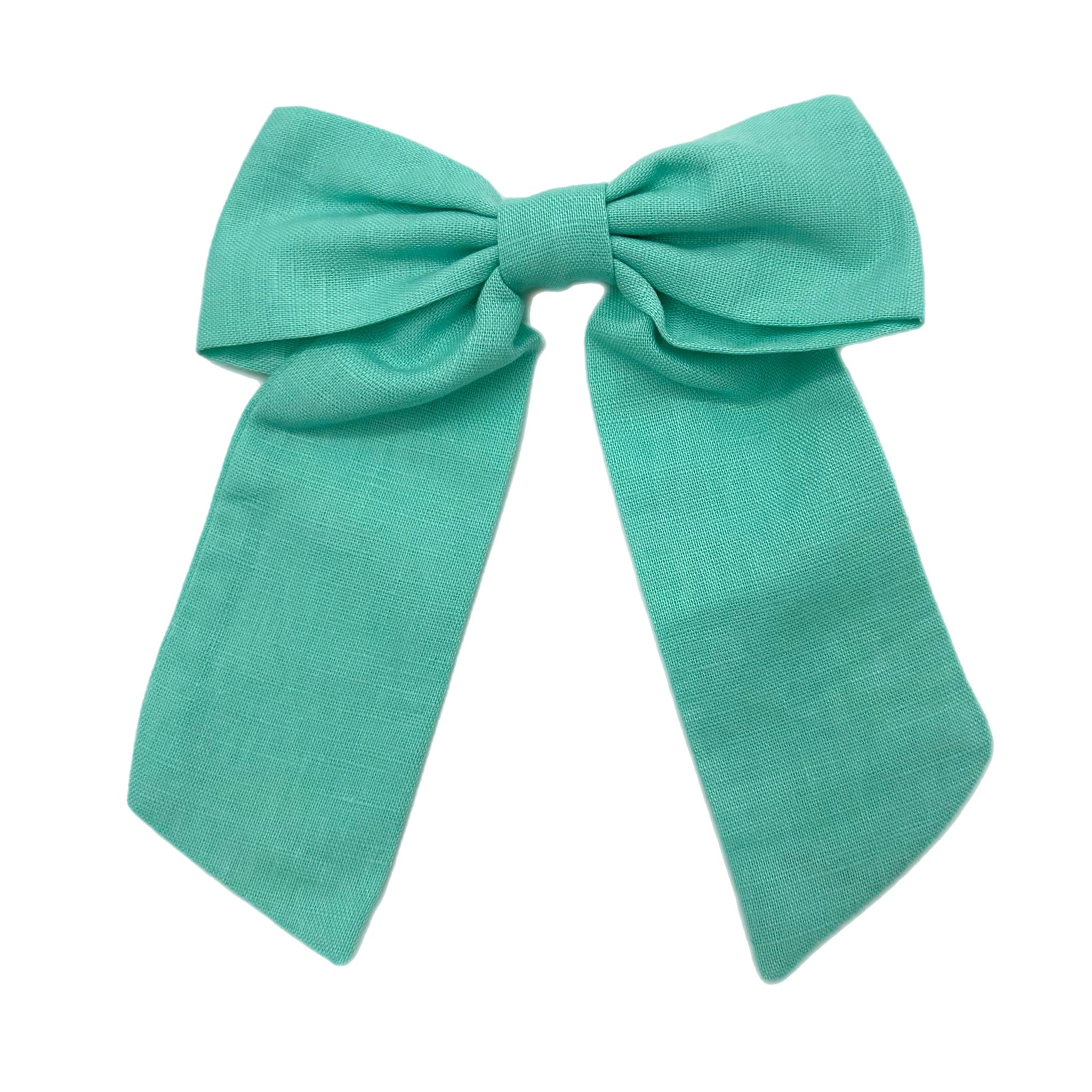 Mint Long Tail Linen Bow