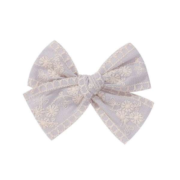 3.5" Pre-Tied Linen Embroidered Fabric Bow