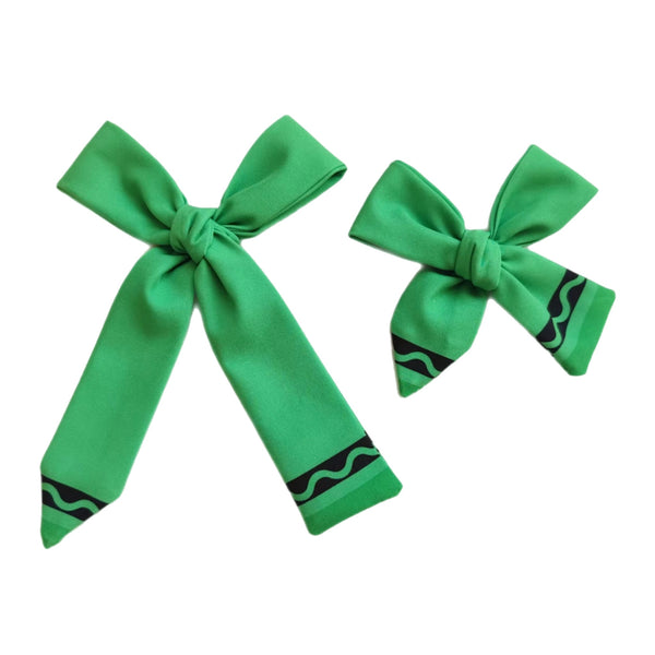Green Crayon Fabric Bow