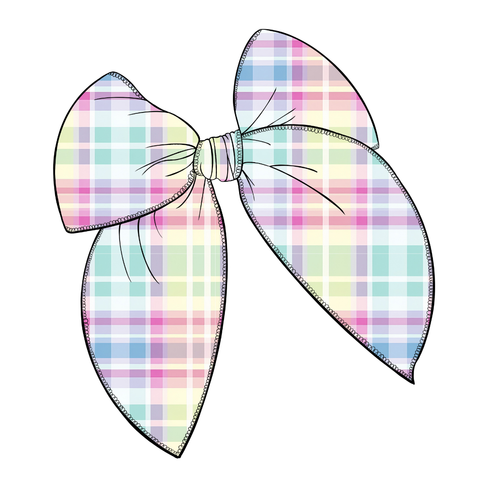 (Pre-Order) Pleasantly Plaid Large Serged Edge Pre-Tied Fabric Bow