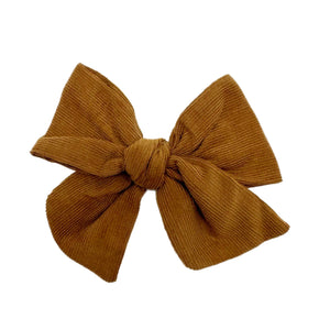 Chestnut Brown Corduroy 5" Pre-Tied Fabric Bow