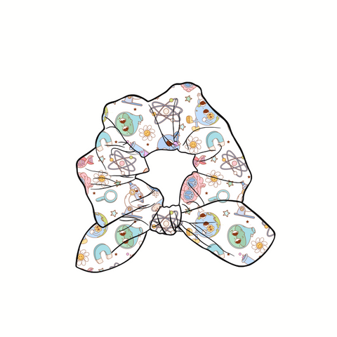 Cool Science Hand Tied  Knotted Bow Scrunchie