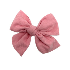 Light Pink Corduroy 5" Pre-Tied Fabric Bow