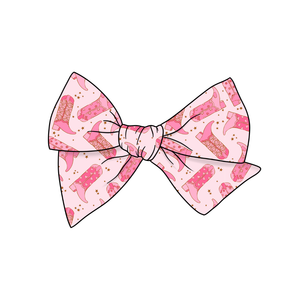 (Pre-Order) Valentines Day Boots 5" Pre-Tied Fabric Bow