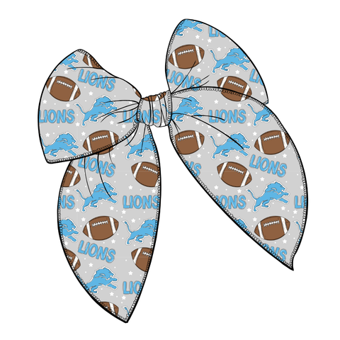 Lions Large Serged Edge Pre-Tied Fabric Bow