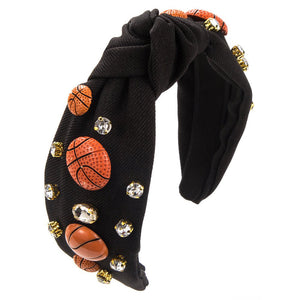 Lux Black & White Basketball Knotted Headband