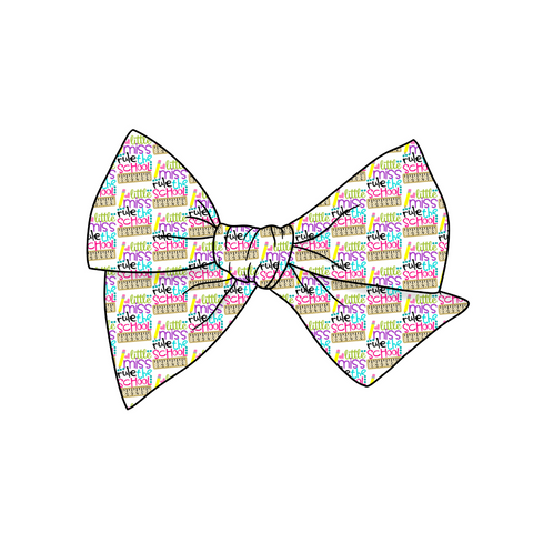 Little Miss Rule The School 5" Pre-Tied Fabric Bow