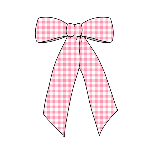 (Pre-Order) Pink Gingham Long Tail Fabric Bow