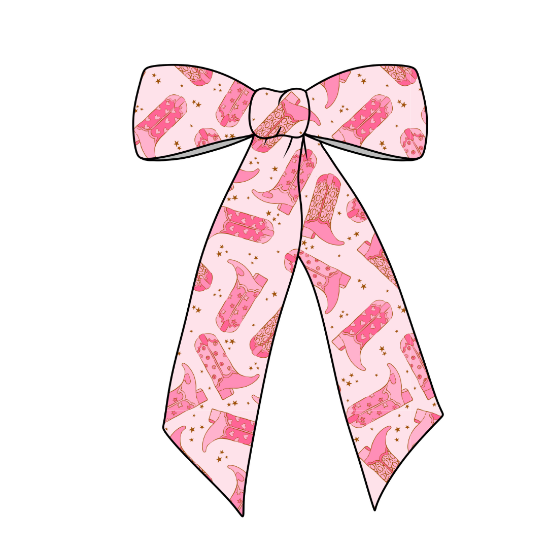 (Pre-Order) Valentines Day Boots Long Tail Fabric Bow