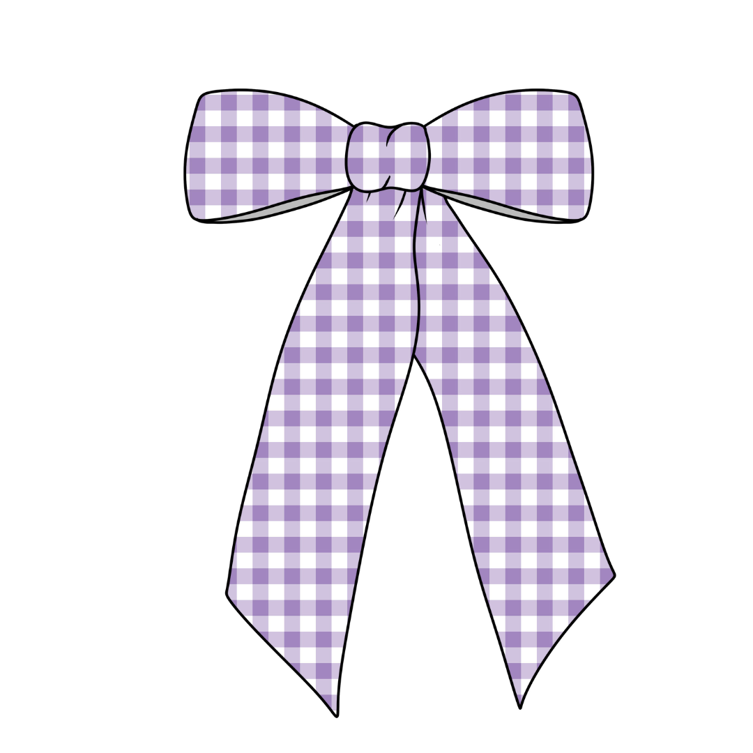 (Pre-Order) Purple Gingham Long Tail Fabric Bow