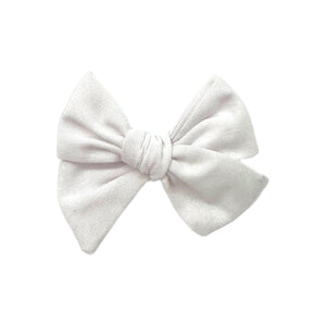 White Linen 5" Pre-Tied Fabric Bow