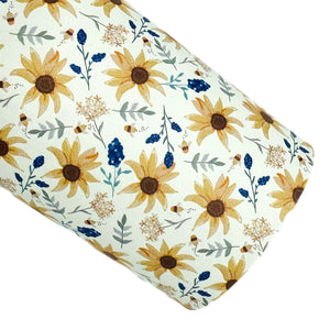 Sunflower & Bluebonnets Custom Faux Leather