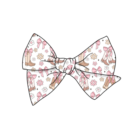 (Pre-Order) Boots & Bows 5" Pre-Tied Fabric Bow