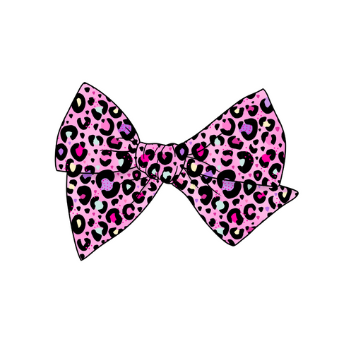 Berry Cool Leopard 5" Pre-Tied Fabric Bow