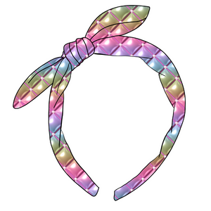 Rainbow Diamond 3D Puff Like Stitch 3D Hand Tied Knotted Bow Headband