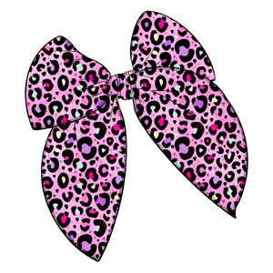 Berry Cool Leopard Large Serged Edge Pre-Tied Fabric Bow