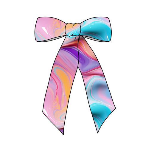 Realistic Paint Swirl Long Tail Fabric Bow