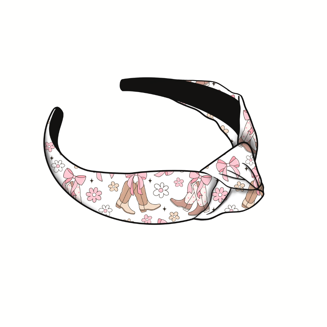 (Pre-Order) Boots & Bows Knotted Headband