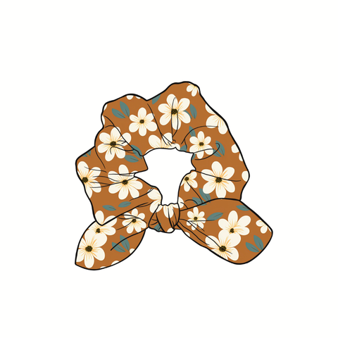 Fallin' For Nantucket Floral Hand Tied  Knotted Bow Scrunchie