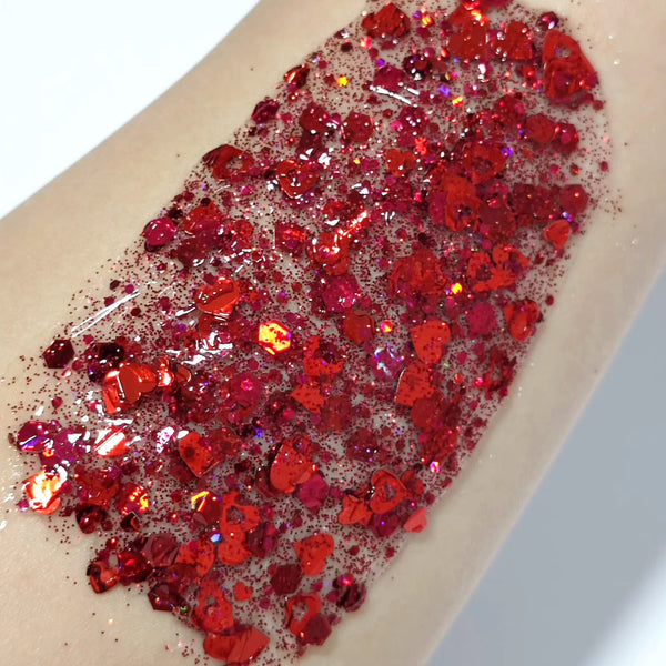 Red Heart Glitter Hair Gel