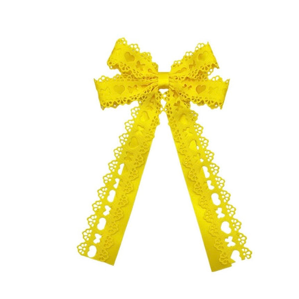 5.5in Yellow Lace Trim Ribbon Bow