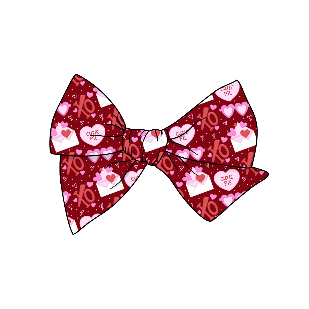 (Pre-Order) XOXO Love Letters 5" Pre-Tied Fabric Bow