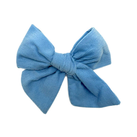 Winter Blue Corduroy 5" Pre-Tied Fabric Bow