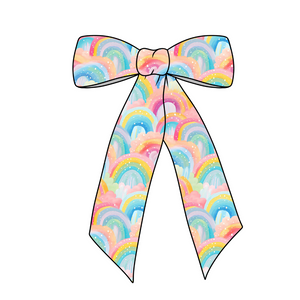 Sky of Rainbows Long Tail Fabric Bow